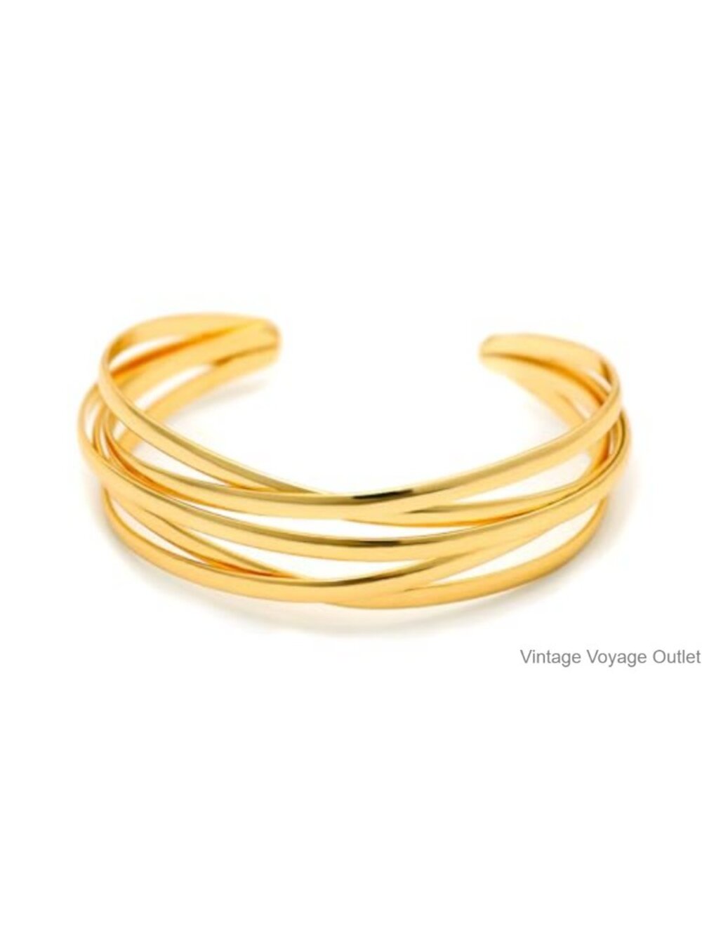 14K Gold Plated Adjustable Open Cuff Bracelet Chunky Hypoallergenic